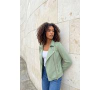 M&Co Womens Sage Green Faux Suede Biker Jacket - Women's