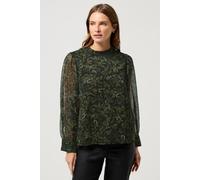 M&Co Women's Floral Embroidered Tie Neck Blouse in Dark Green | Size: 16 M&Co Dark Green 16