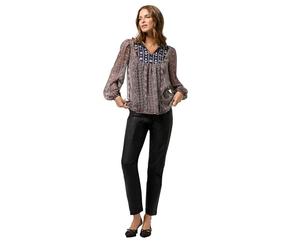 M&Co Floral Embroidered Tie Neck Blouse - Women's