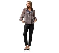 M&Co Floral Embroidered Tie Neck Blouse - Women's Black