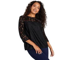 M&Co Floral Lace Blouse - Women's Black