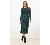 M&co Floral Mesh Twist Side Dress In Teal Teal 16