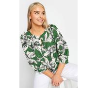 M&co Floral Print 3/4 Sleeve Blouse In Green Green 10