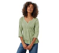 M&Co Womens Floral Print 3/4 Sleeve Cotton Henley Top - Women's Green