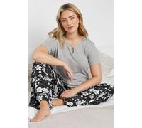 M&Co Women's Floral Print Wide Leg Pyjama Set in Grey | Size: 10-12 M&Co Grey 10-12