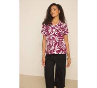 M&Co Women's Floral Print Linen Top in Raspberry | Size: 12 M&Co Raspberry 12