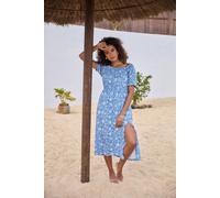 M&co Floral Print Midi Dress In Blue Blue 12