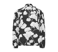 M&Co Floral Print Tie Neck Bubble Hem Blouse - Women's Black