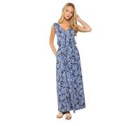 M&Co Floral Print Tie Waist Cotton Maxi Dress - Women's Blue