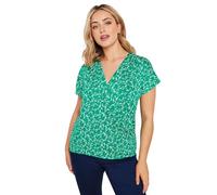 M&Co Floral Print Wrap Top - Women's Green