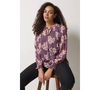 M&co Floral Tie Neck Blouse In Purple Purple 12