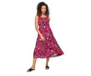 M&Co Flower Printed Tiered Midi Sundress - Women's Pink