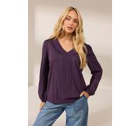 M&co Frill Detail Cotton Blouse In Purple Purple