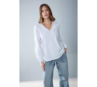M&Co Women's Frill Detail Cotton Blouse in White | Size: 16 M&Co White 16