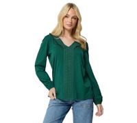 M&Co Women's Frill Detail Cotton Blouse in Dark Green | Size: 16