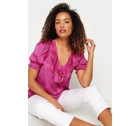 M&co Frill Front Blouse In Dark Pink Dark Pink