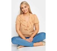 M&co Frill Front Blouse In Stone Stone 18