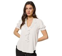M&Co Frill Front Short Sleeve Blouse - Women's White