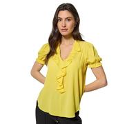 M&Co Frill Front Short Sleeve Blouse - Women's Yellow
