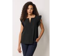 M&Co Women's Frill Sleeve Blouse in Black | Size: 20 M&Co Black 20