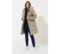 M&Co Women's Fur Trim Padded Parka Coat in Natural | Size: 16 M&Co Natural 16