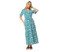 M&Co Women's Abstract Print Tiered Maxi Dress in Teal | Size: 20 M&Co Teal 20