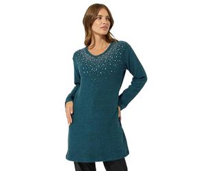 M&Co Green Diamante Embellished Tunic Jumper - Women's