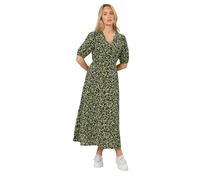M&Co Green Ditsy Floral Puff Sleeve Midi Dress - Women's