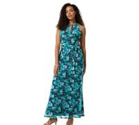M&Co Green Floral Print Halter Neck Mesh Maxi Dress - Women's