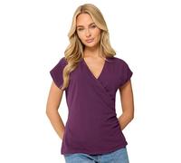 M&Co Berry Grown-On Sleeve Wrap Top - Women's Purple