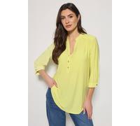 M&Co Women's Half Placket Collarless Shirt in Yellow | Size: 10 M&Co Yellow 10