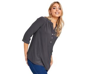 M&Co Half Placket Jersey Shirt - Women's Grey
