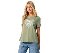 M&Co Women's Heart Print Cotton T-Shirt in Pale Green | Size: 16 M&Co Pale Green 16