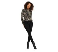 M&Co Heart Print Shirred Blouse - Women's Black