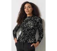 M&co Heart Shirred Top In Black Black 18