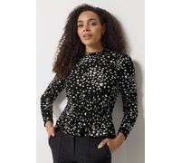 M&Co Women's Heart Shirred Top in Black | Size: 20 M&Co Black 20