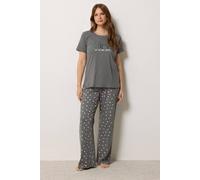 M&co Hedgehog Short Sleeve Wide Leg Pyjama Set In Grey Grey
