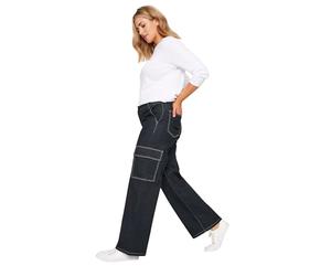 M&Co Indigo Wide Leg Cargo Jeans - Women's