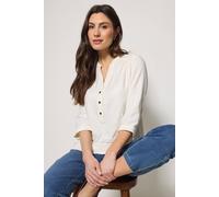 M&Co Women's Jacquard Detail Half Placket Shirt in Ivory | Size: 14 M&Co Ivory 14
