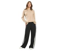 M&Co Women's Side Stripe Wide Leg Trousers in Black | Size: 10S M&Co Black 10S