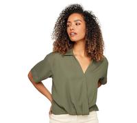 M&Co Khaki V-Neck Wrap Blouse - Women's