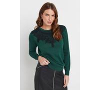 Lace Detail Crew Neck Jumper M&Co Green 14-16