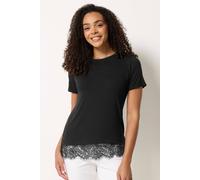M&co Lace Hem T Shirt In Black Black
