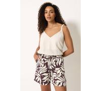 M&Co Women's Leaf Print Shorts in Chocolate | Size: 14 M&Co Chocolate 14