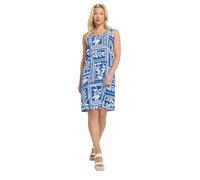 M&Co Leaf Print V-Neck Linen Shift Dress - Women's Blue