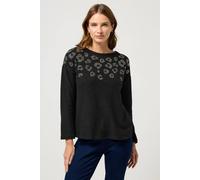 M&co Leopard Embellished Knitted Jumper In Black Black 10