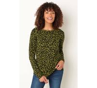 M&co Leopard Print Crew Neck Jumper In Green Green 14-16