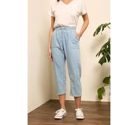 M&Co Women's Light Wash Drawstring Cropped Trousers in Light Blue | Size: 10 M&Co Light Blue 10