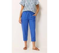 M&co Linen Cropped Trousers In Cobalt Cobalt 26-28L