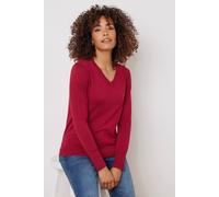 M&co Long Sleeve V-Neck Jumper In Red Red 14-16